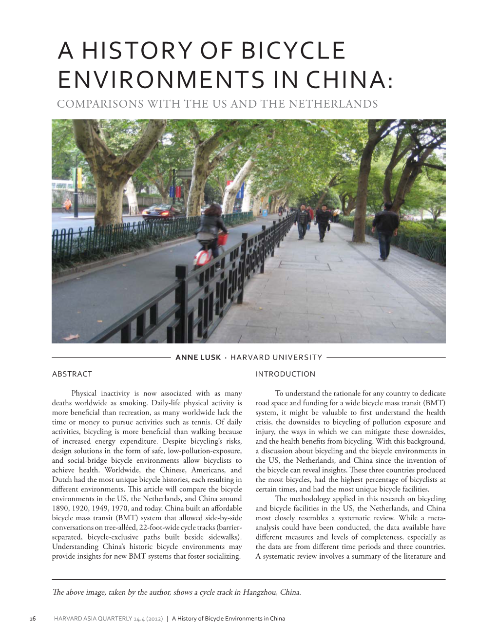 A History of Bicycle Environments in China: Comparisons with the Us and the Netherlands