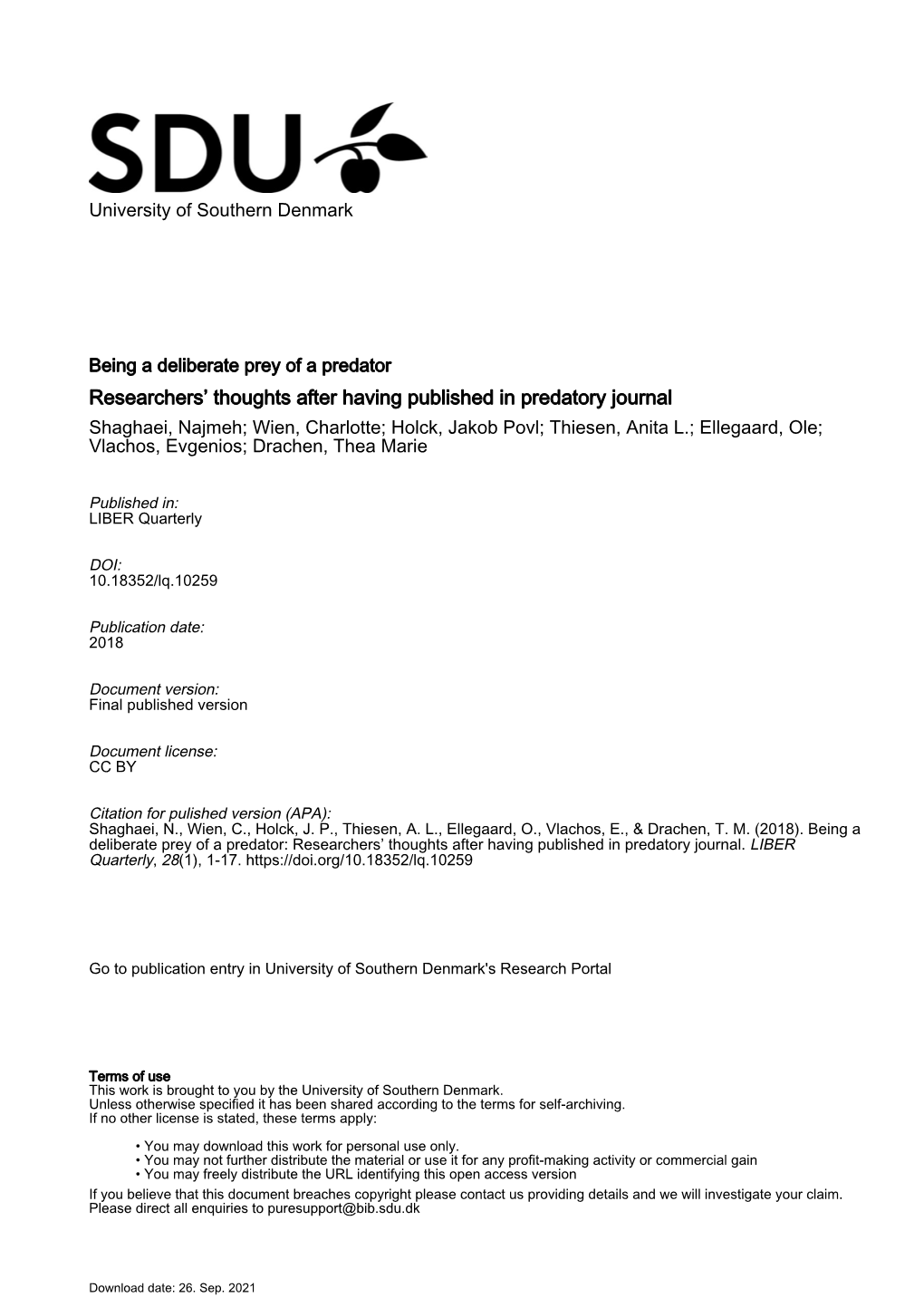 Researchers' Thoughts After Having Published in Predatory Journal