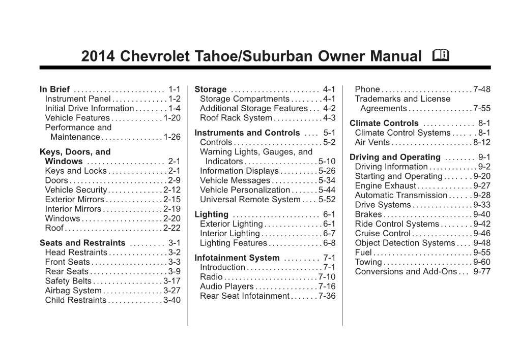 2014 Chevrolet Tahoe/Suburban Owner Manual M