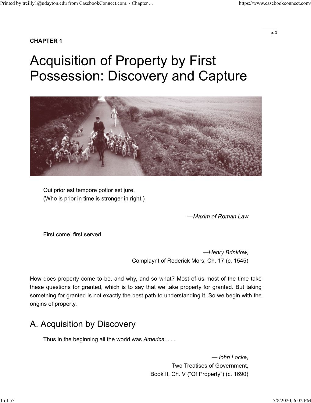 Chapter 1: Acquisition of Property by First Possession