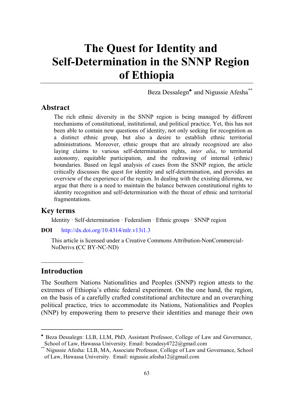 The Quest for Identity and Self-Determination in the SNNP Region of Ethiopia