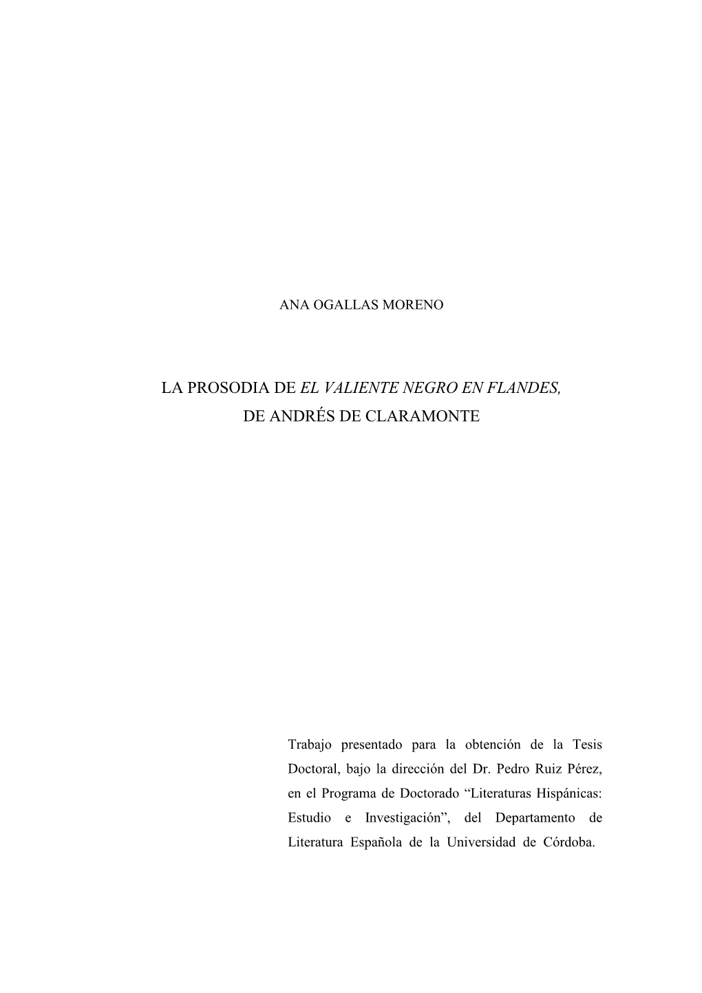 La Prosodia De El Valiente Negro En Flandes, De Andrés De Claramonte