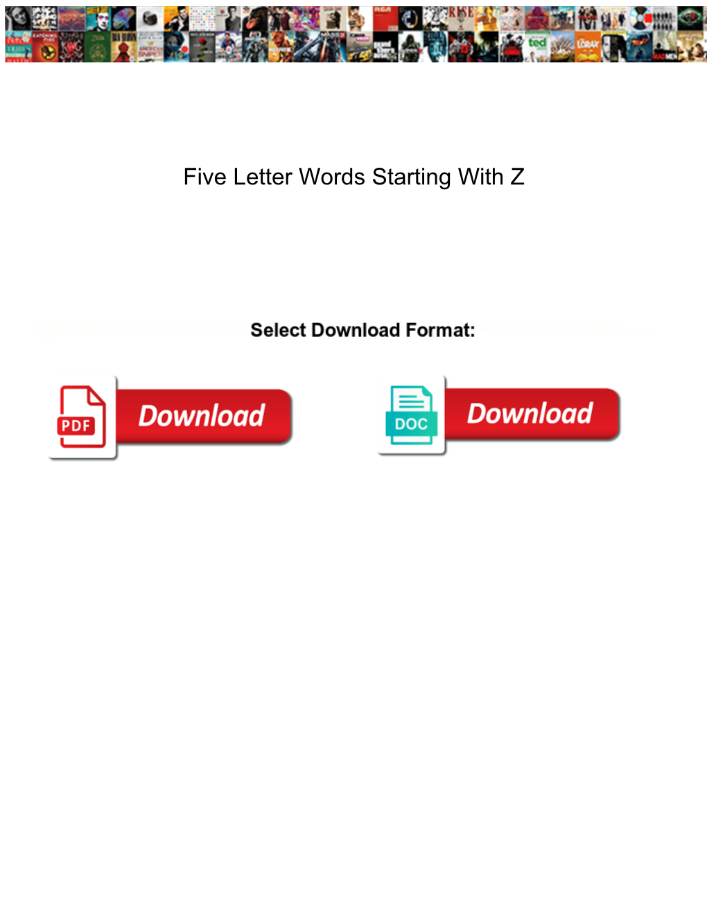 Five Letter Words Starting with Z