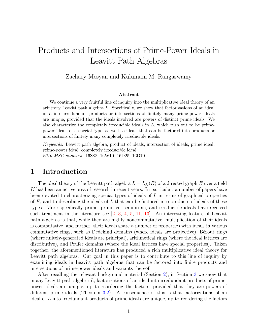 Products and Intersections of Prime-Power Ideals in Leavitt Path Algebras