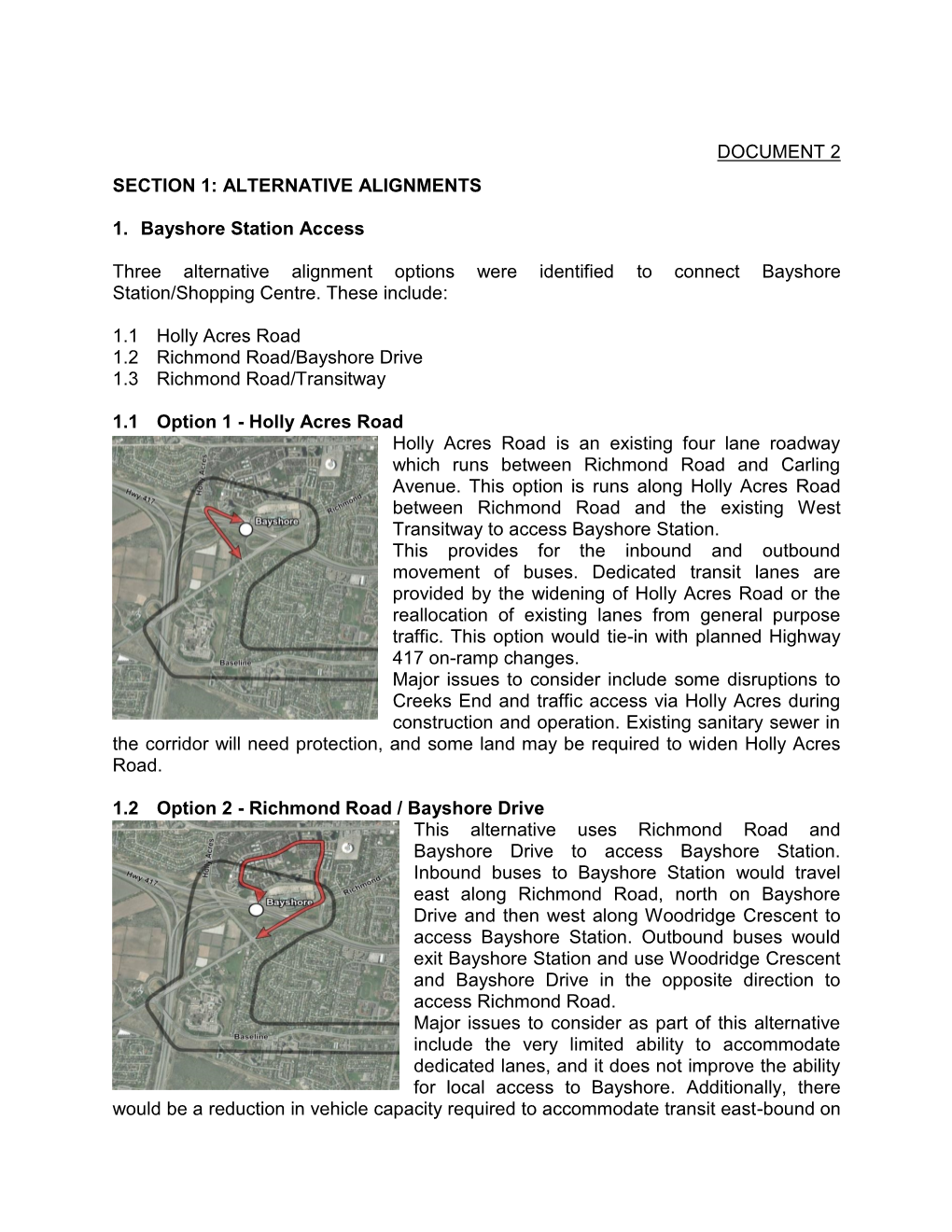 Document 2 Section 1: Alternative Alignments