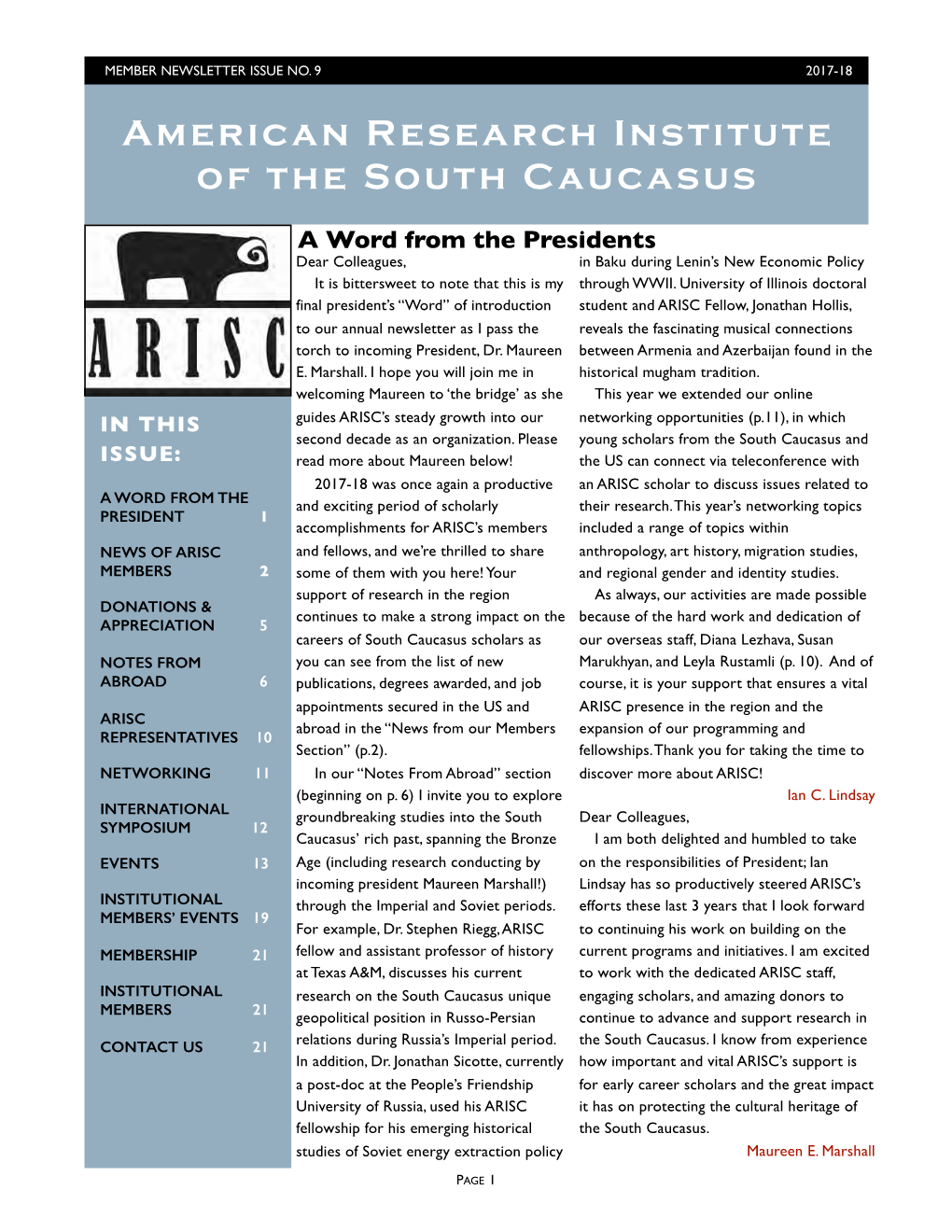 ARISC Newsletter No 9