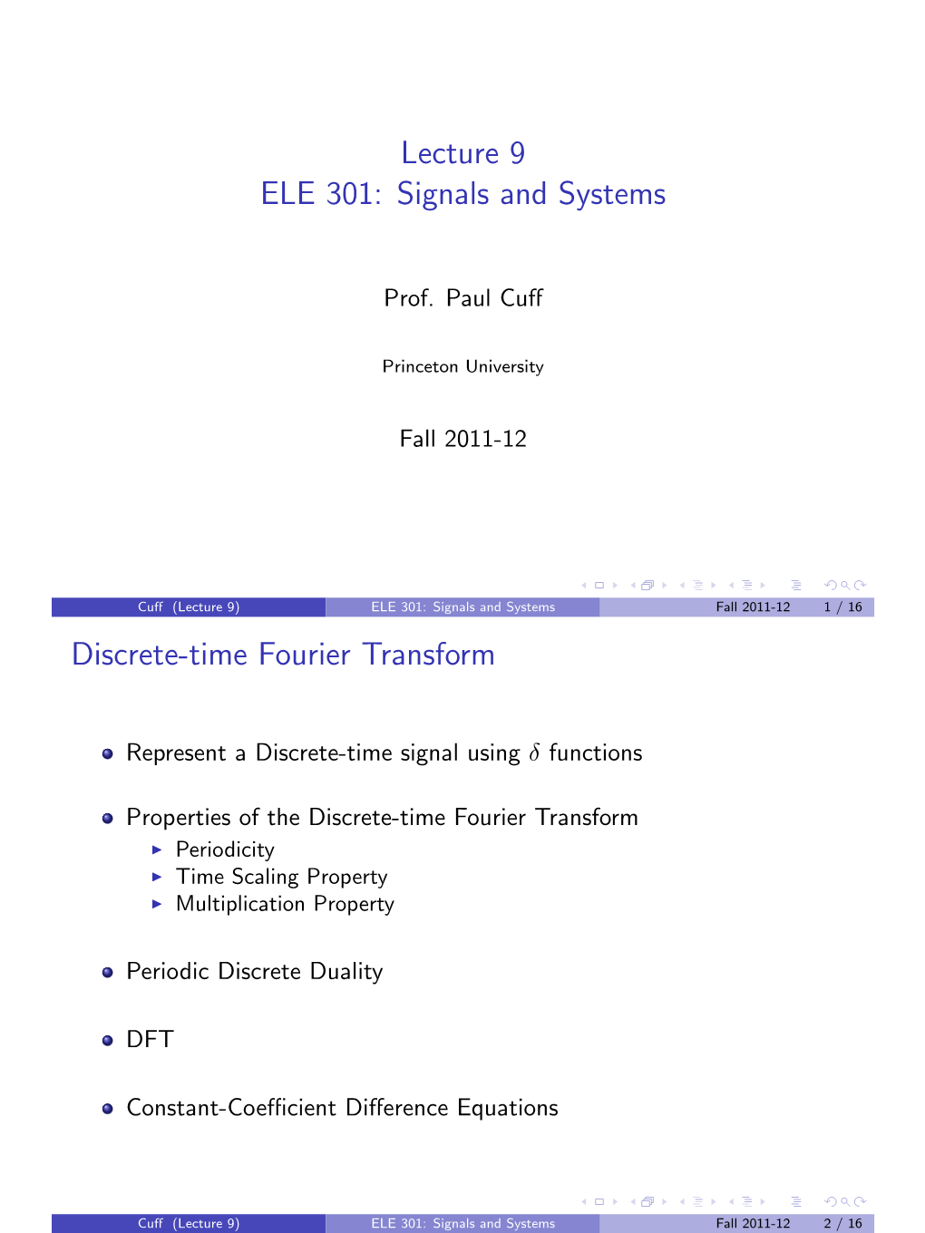 Lecture 9 ELE 301: Signals and Systems