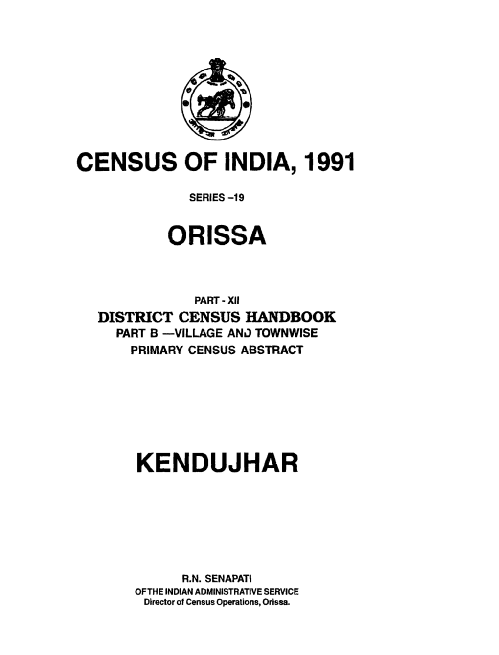 Village and Townwise Primary Census Abstract, Kendujhar, Part-B