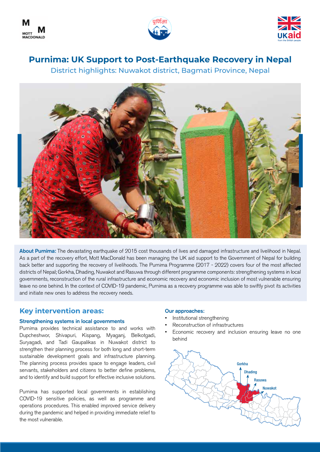 UK Support to Post-Earthquake Recovery in Nepal District Highlights: Nuwakot District, Bagmati Province, Nepal