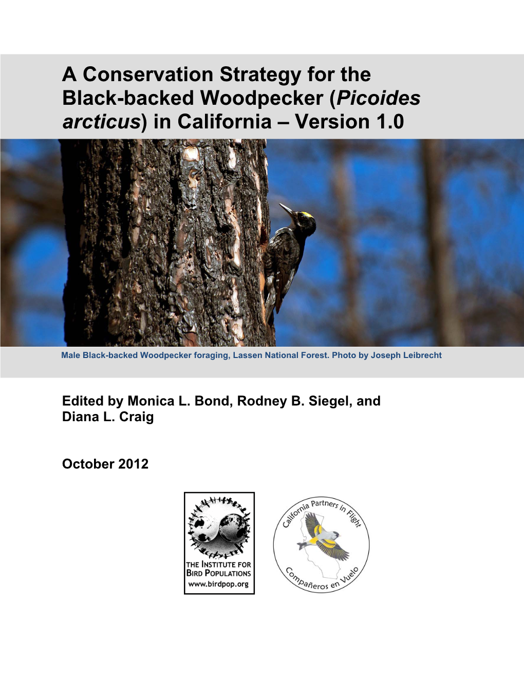 A Conservation Strategy for the Black-Backed Woodpecker (Picoides Arcticus) in California – Version 1.0