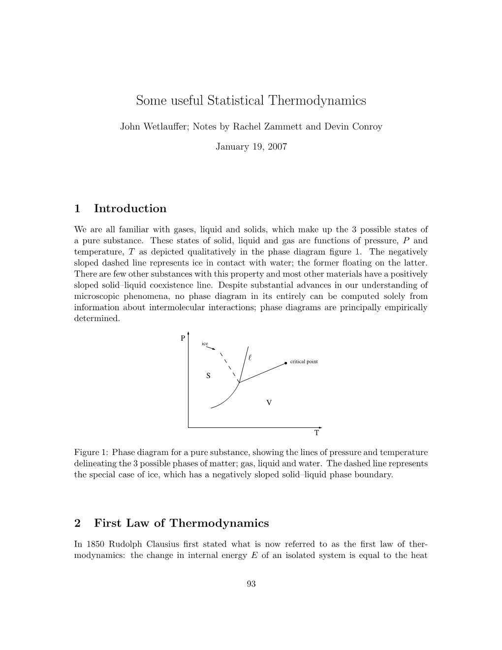 Some Useful Statistical Thermodynamics