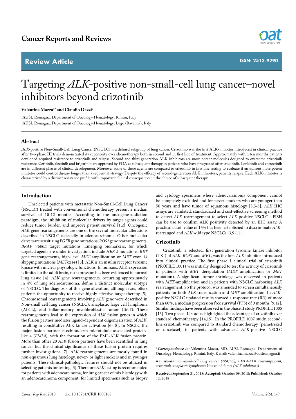 Targeting ALK-Positive Non-Small-Cell Lung Cancer–Novel Inhibitors
