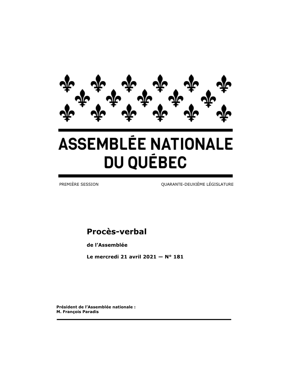 Procès-Verbal De L'assemblée, Mercredi 21 Avril 2021 (180)