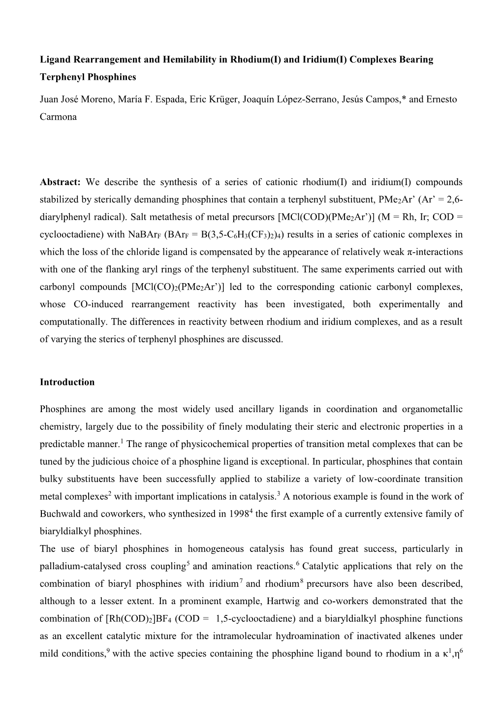 Ligand Rearrangement and Hemilability in Rhodium(I) and Iridium(I) Complexes Bearing Terphenyl Phosphines