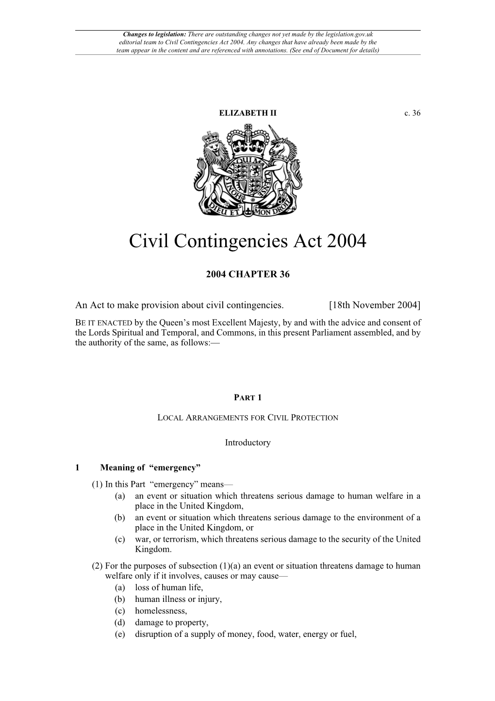 Civil Contingencies Act 2004