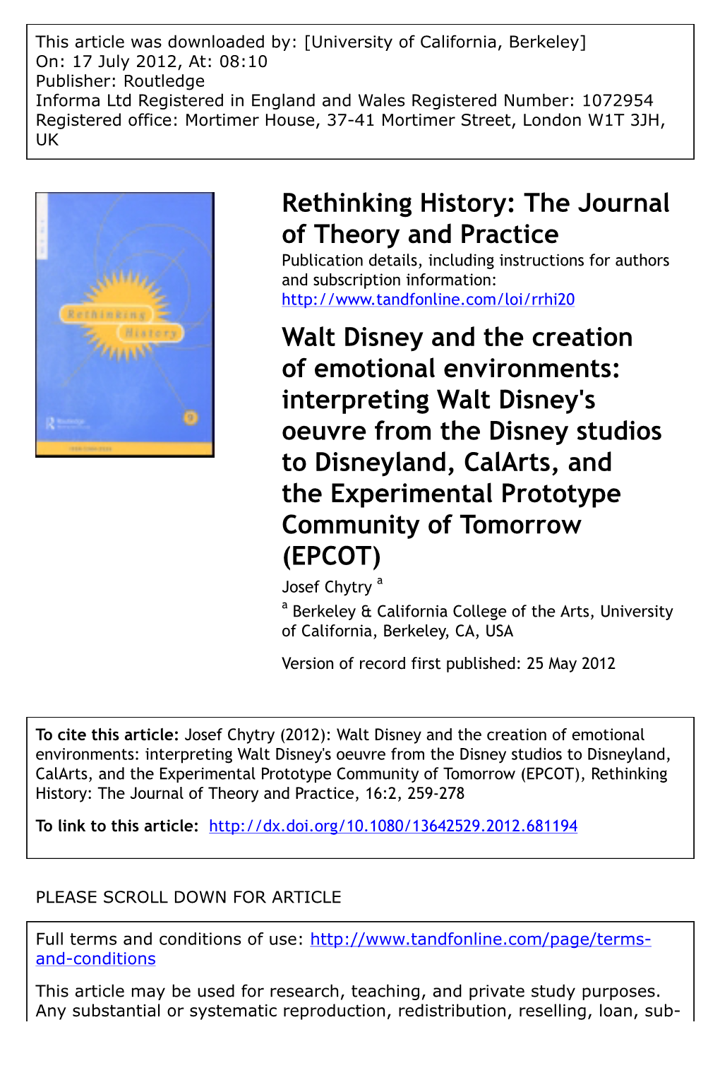 Walt Disney and the Creation of Emotional Environments