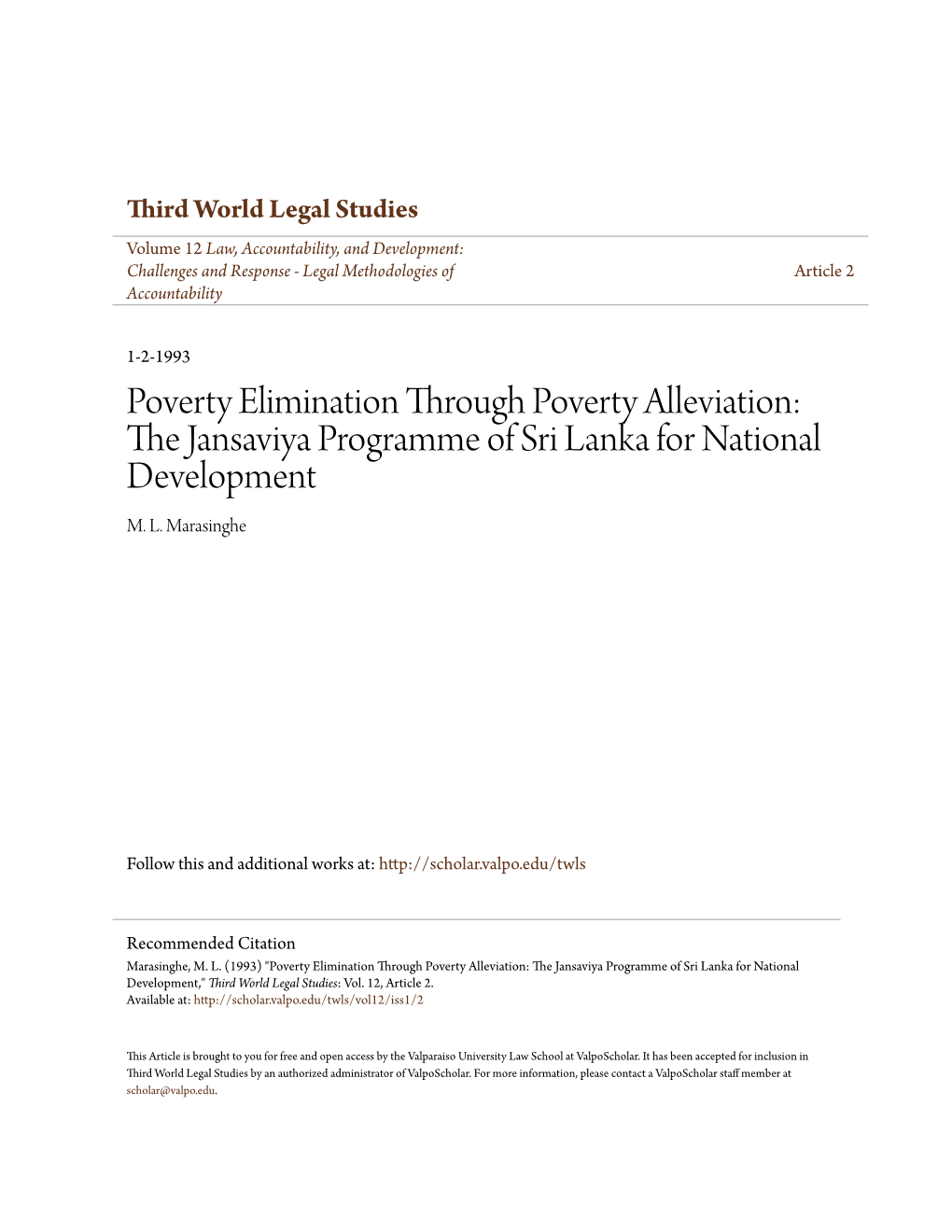 The Jansaviya Programme of Sri Lanka for National Development