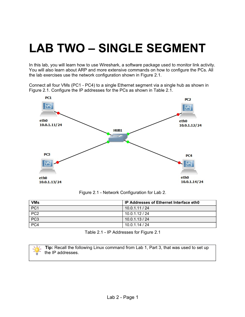 Lab Two Single Segment