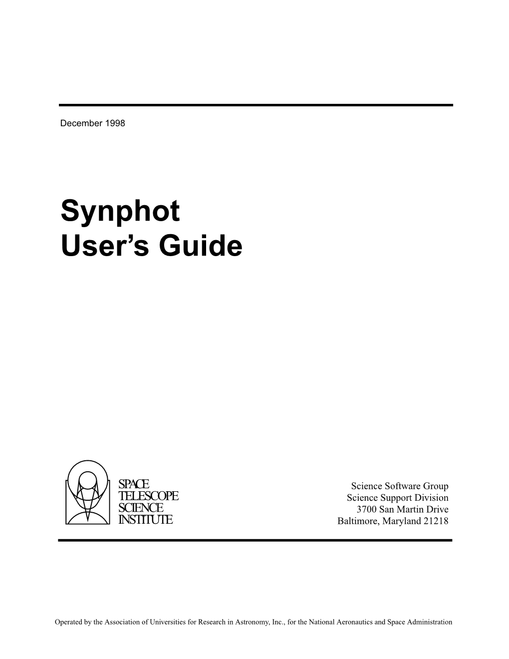 Synphot User’S Guide