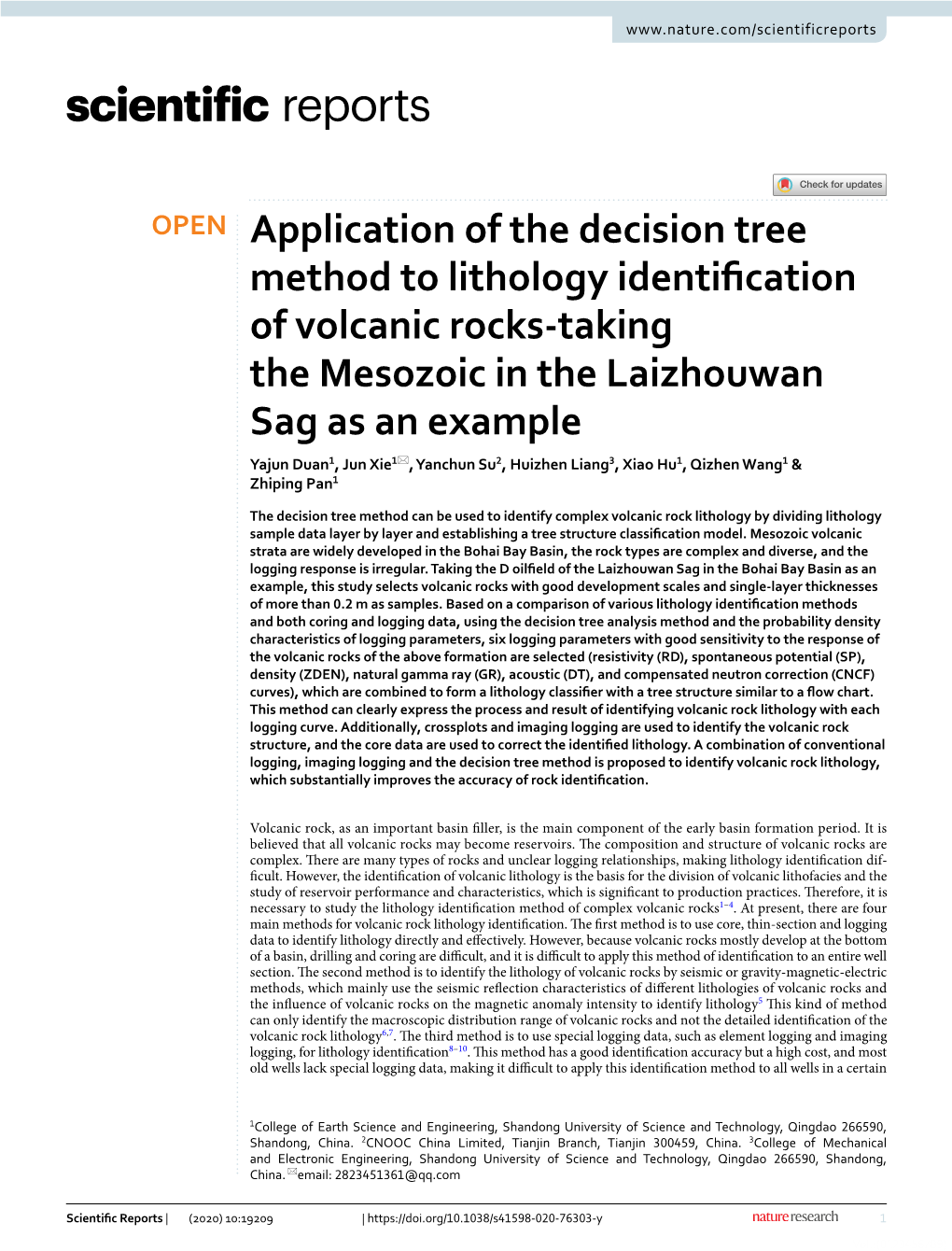 Application of the Decision Tree Method to Lithology Identification Of