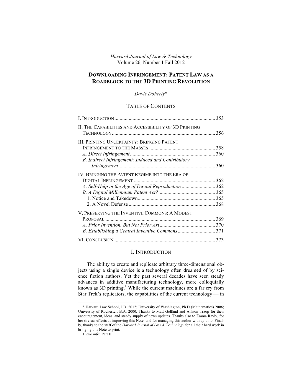 Patent Law As a Roadblock to the 3D Printing Revolution