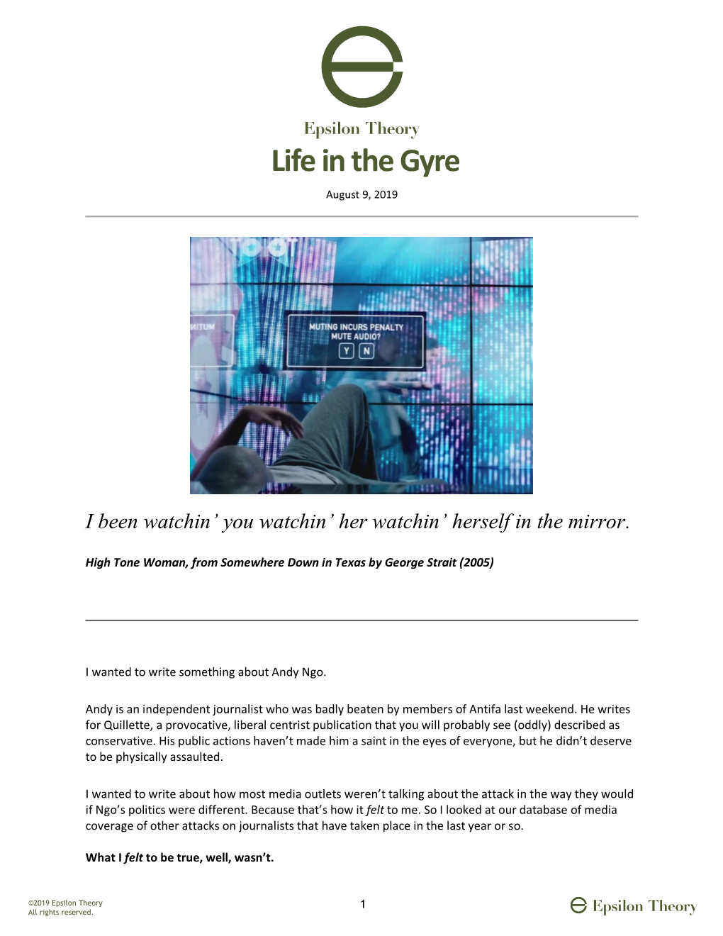 Life in the Gyre August 9, 2019