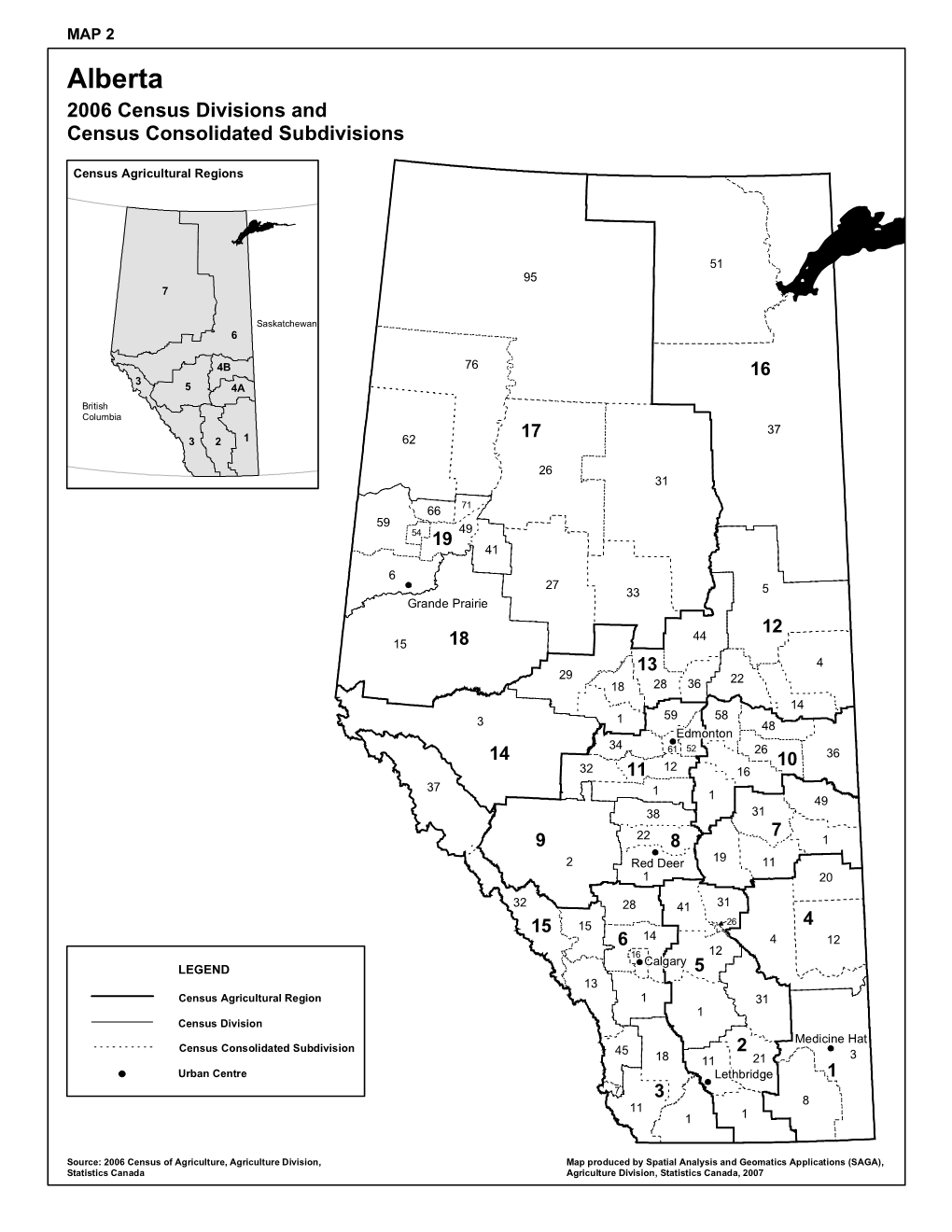 Alberta 2006 Census Divisions and Census Consolidated Subdivisions