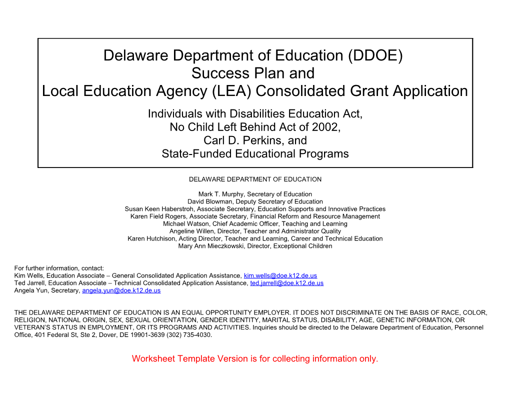 LEA Name: ______School Year: 2014 2015 Worksheet Template Version for Collecting Information