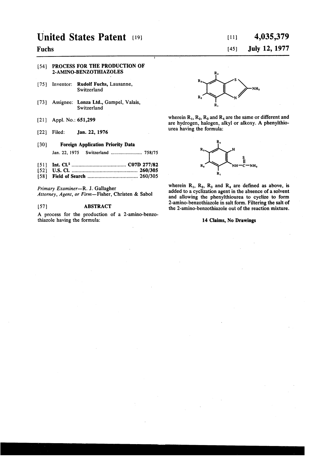 United States Patent (19) 11 4,035,379 Fuchs (45) July 12, 1977