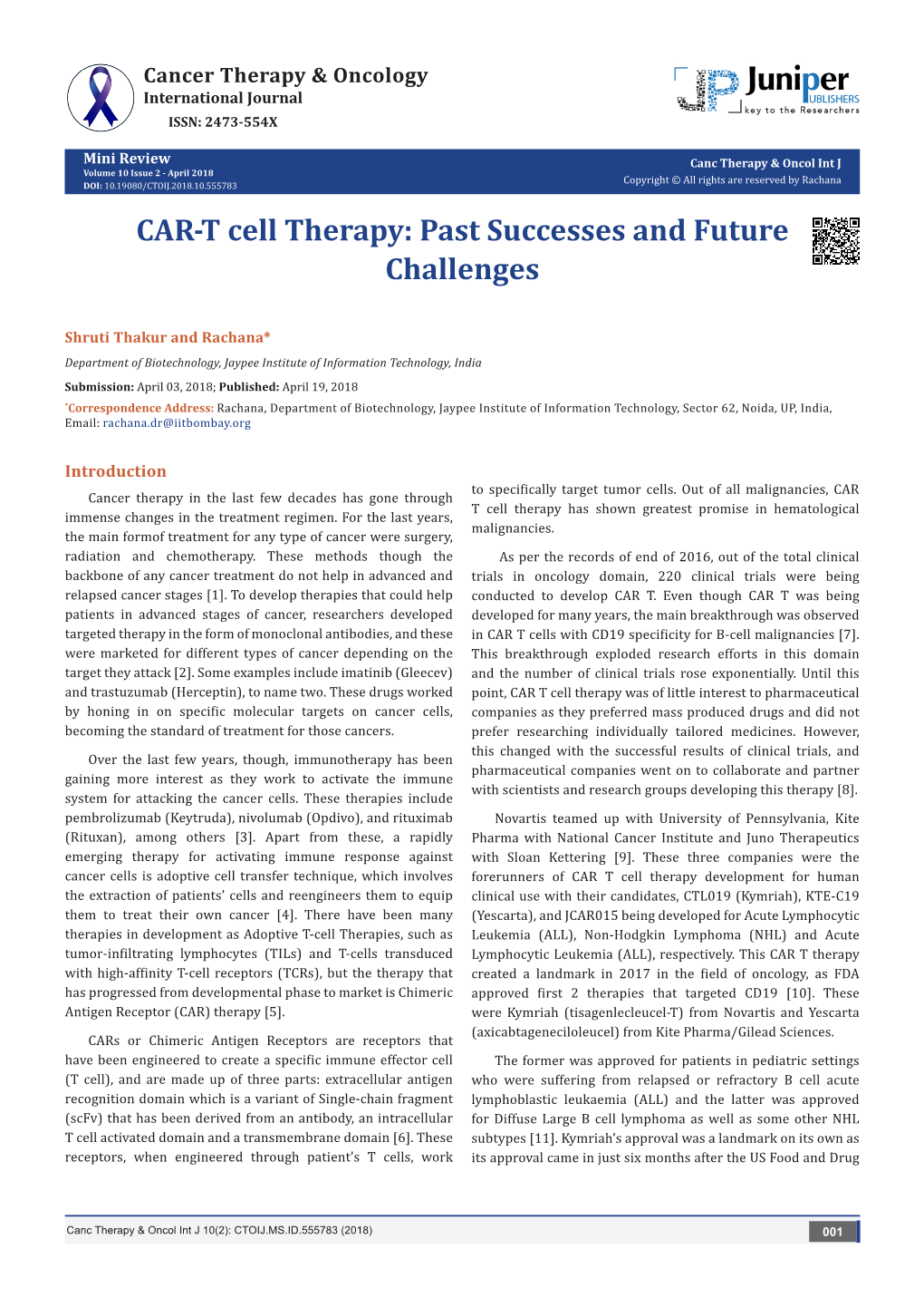 CAR-T Cell Therapy: Past Successes and Future Challenges