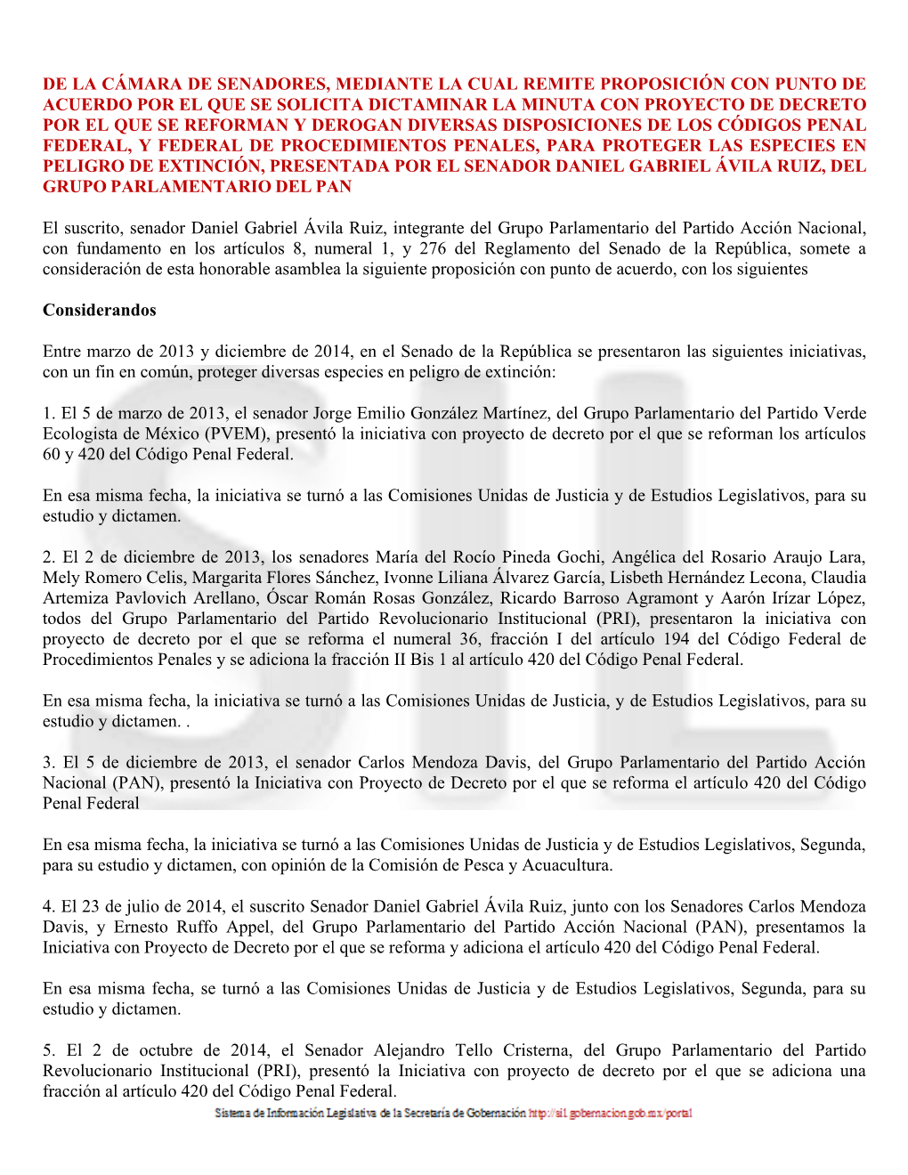 De La Cámara De Senadores, Mediante La Cual Remite