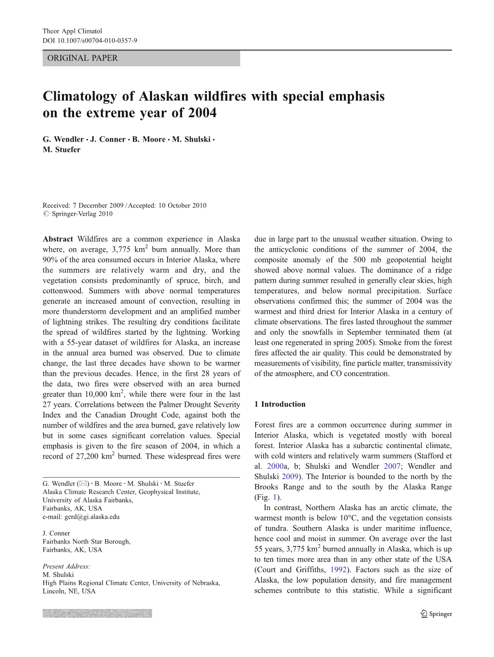 Climatology of Alaskan Wildfires with Special Emphasis on the Extreme Year of 2004