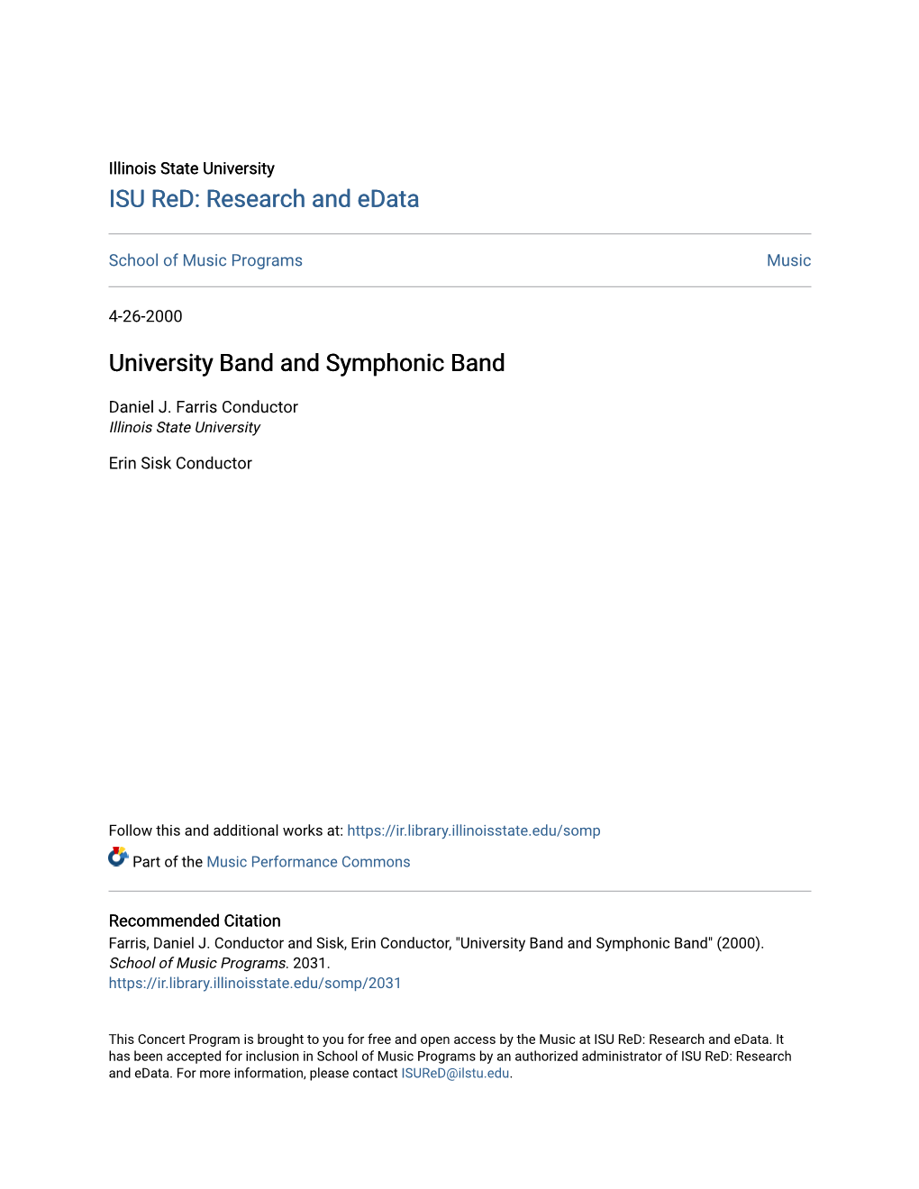 University Band and Symphonic Band