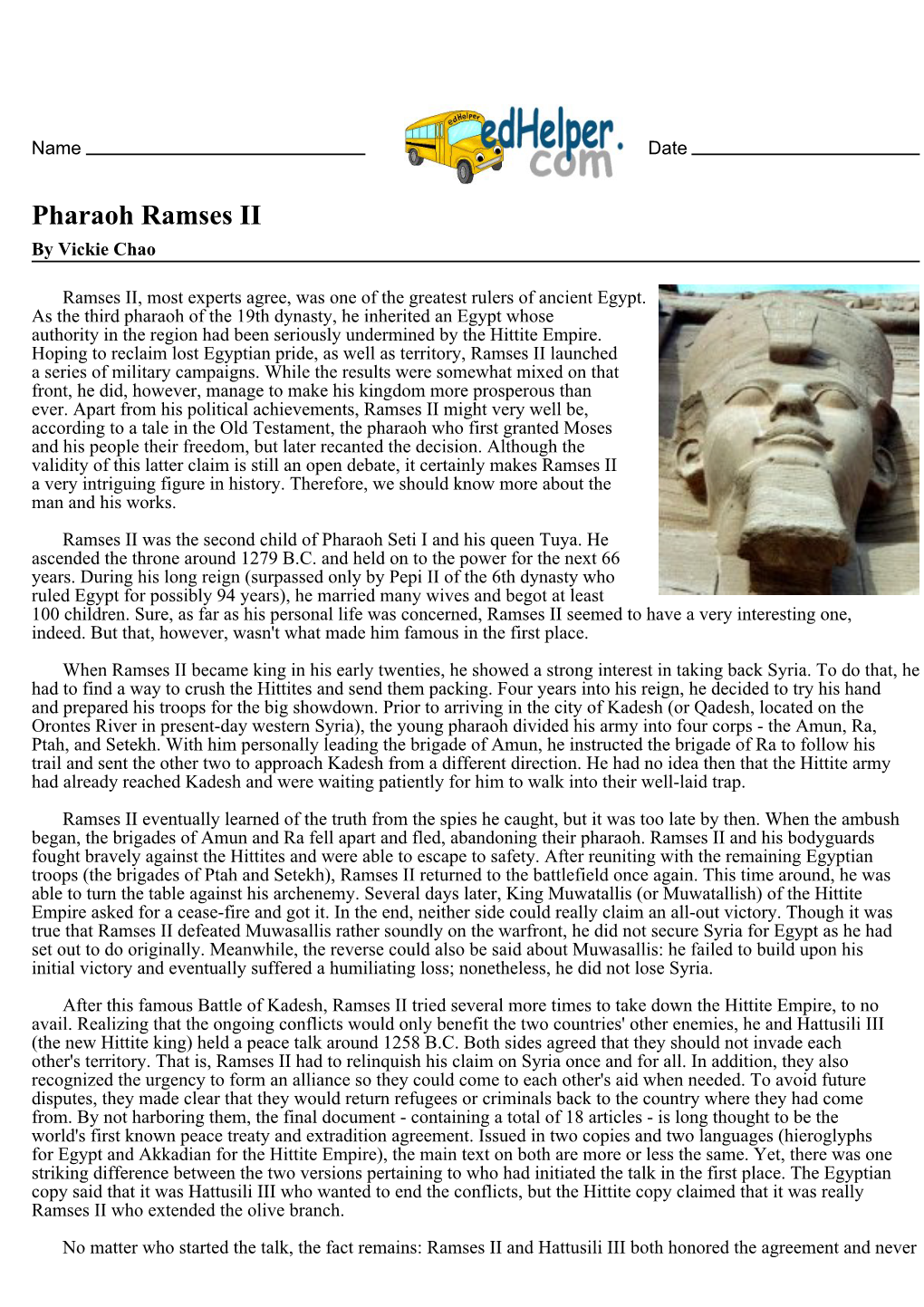 Pharaoh Ramses II by Vickie Chao