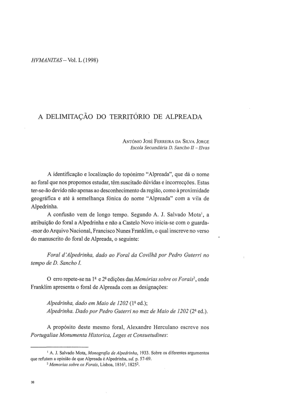 A Delimitação Do Território De Alpreada