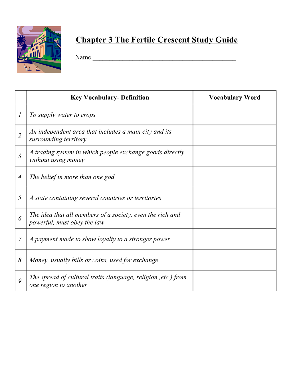 Chapter 2 Ancient Egypt Study Guide