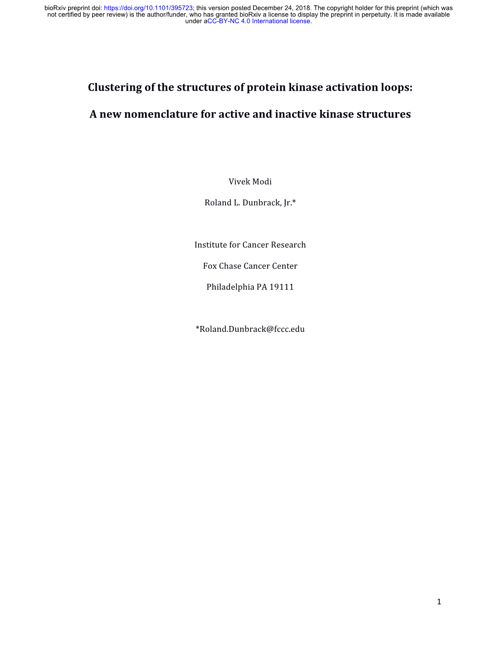 Clustering of the Structures of Protein Kinase Activation Loops