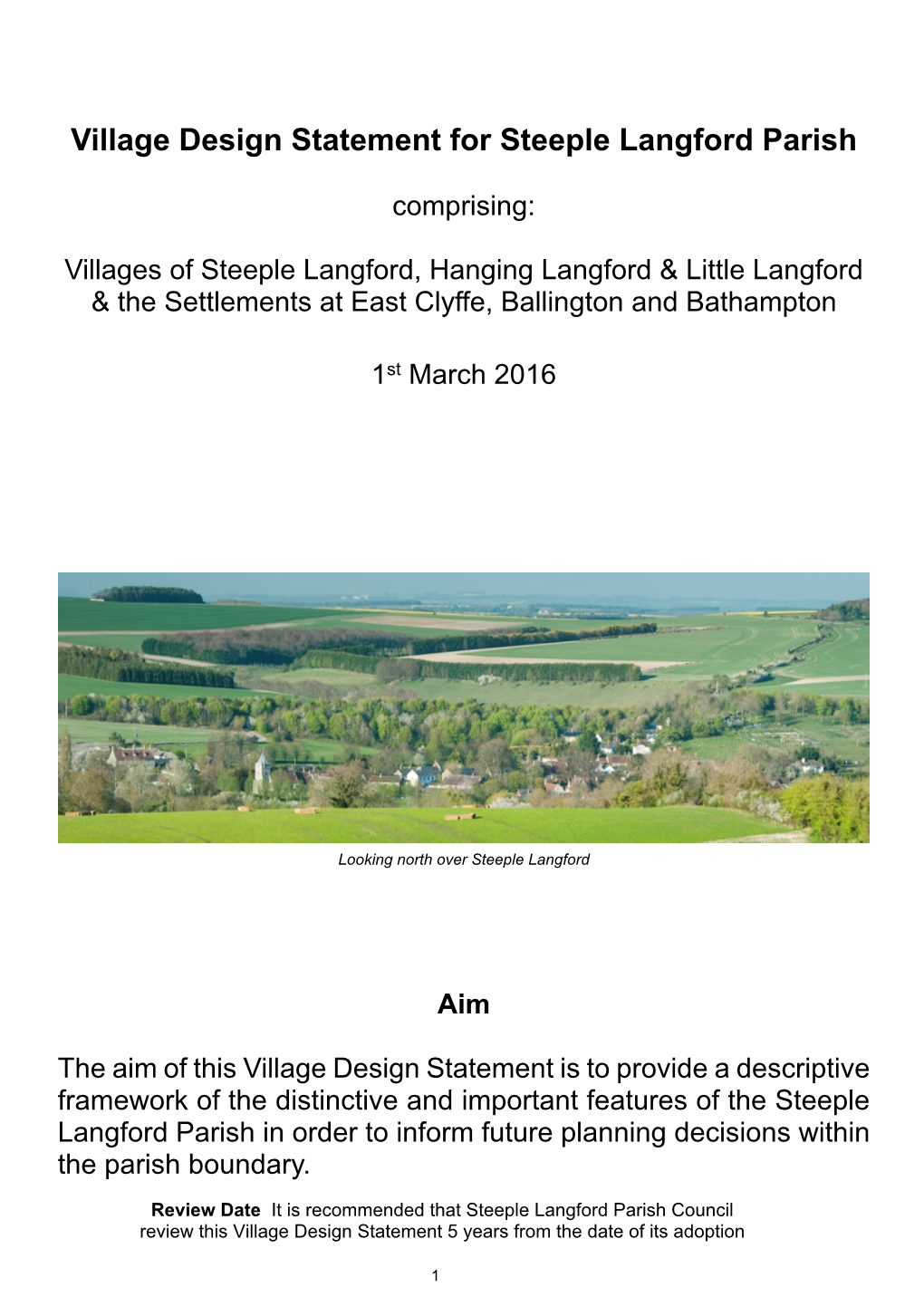 Village Design Statement for Steeple Langford Parish