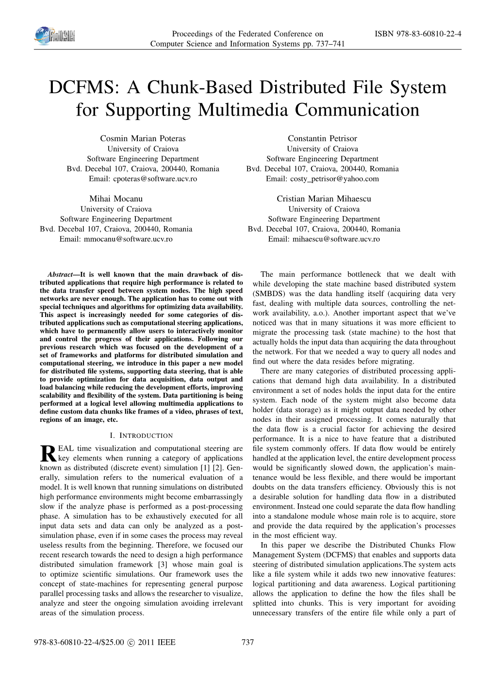 DCFMS: a Chunk-Based Distributed File System for Supporting Multimedia Communication