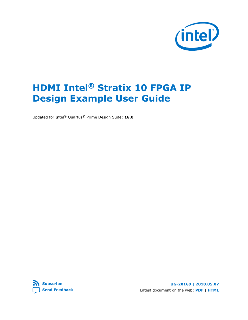 HDMI Intel® Stratix 10 FPGA IP Design Example User Guide