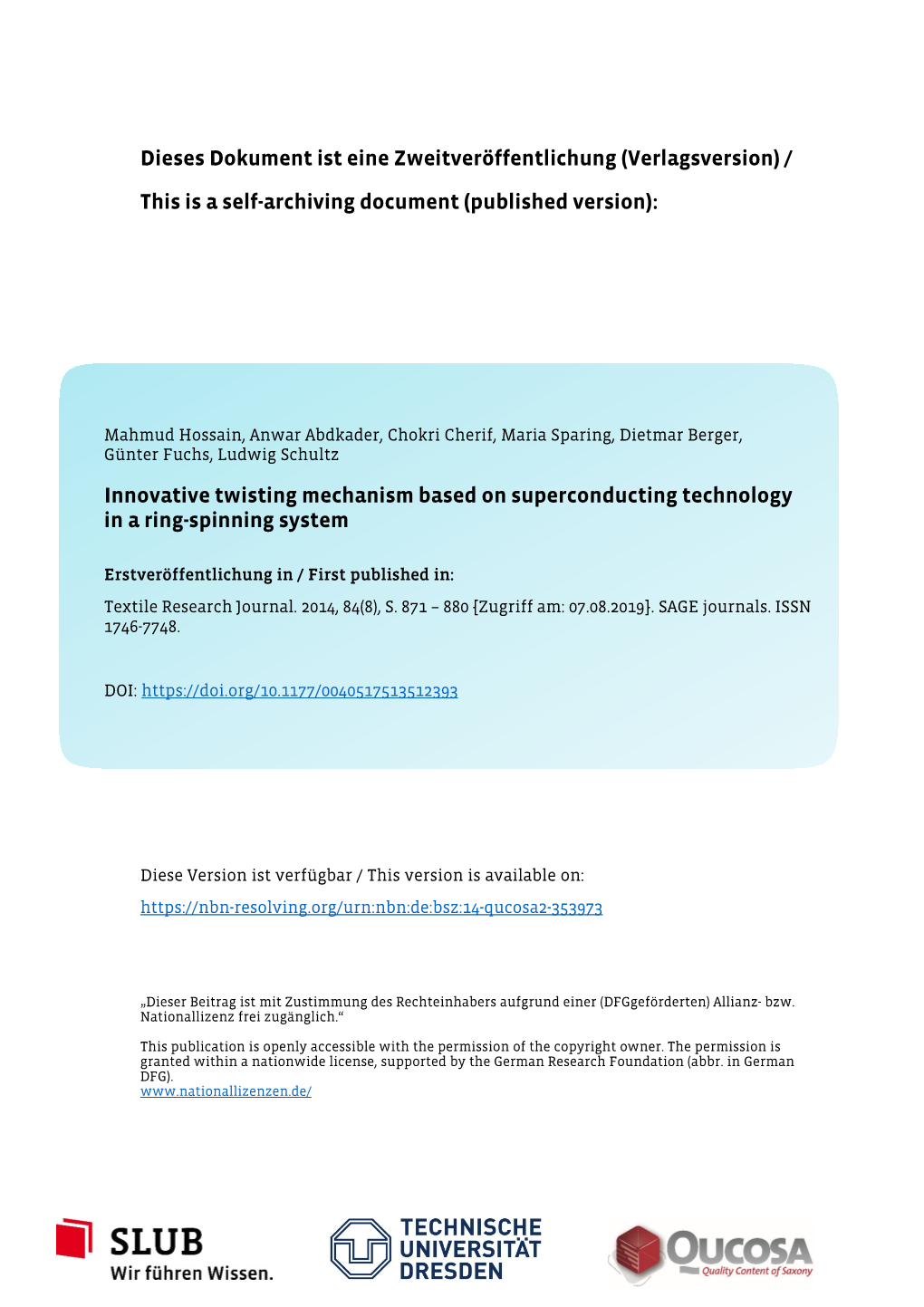 Innovative Twisting Mechanism Based on Superconducting Technology in a Ring-Spinning System