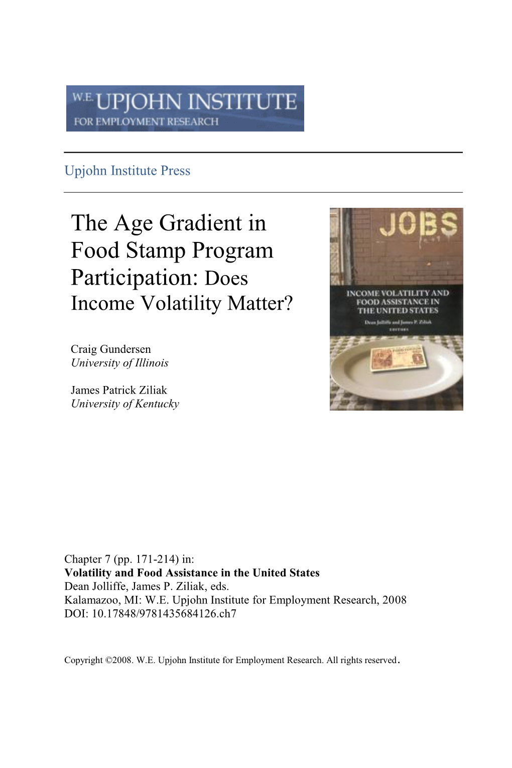The Age Gradient in Food Stamp Program Participation: Does Income Volatility Matter?