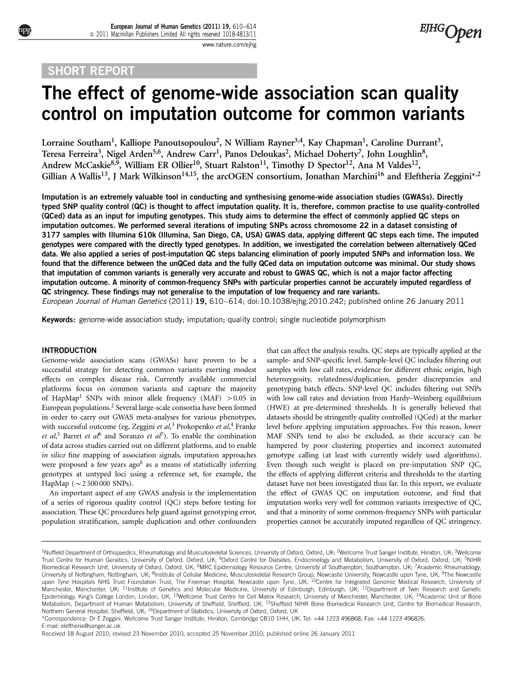 The Effect of Genome-Wide Association Scan Quality Control on Imputation Outcome for Common Variants