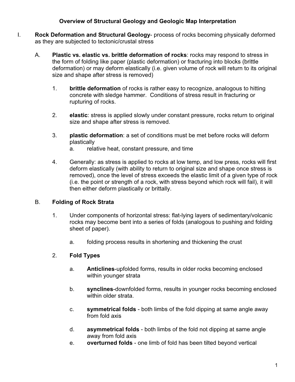 Overview of Geologic Structures