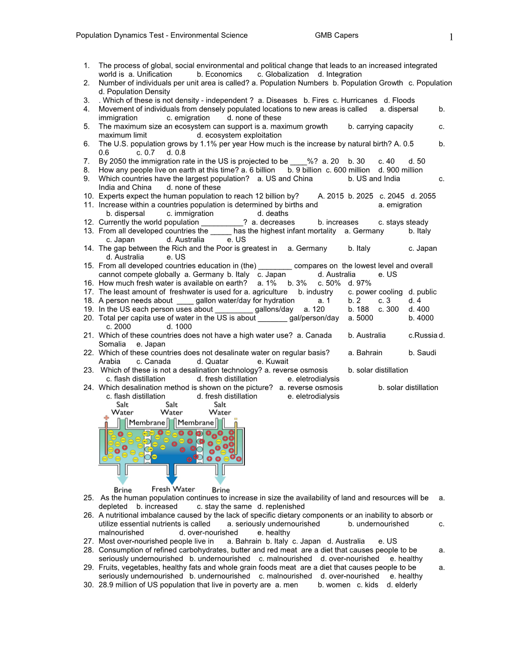 Population Dynamics Test - Environmental Science