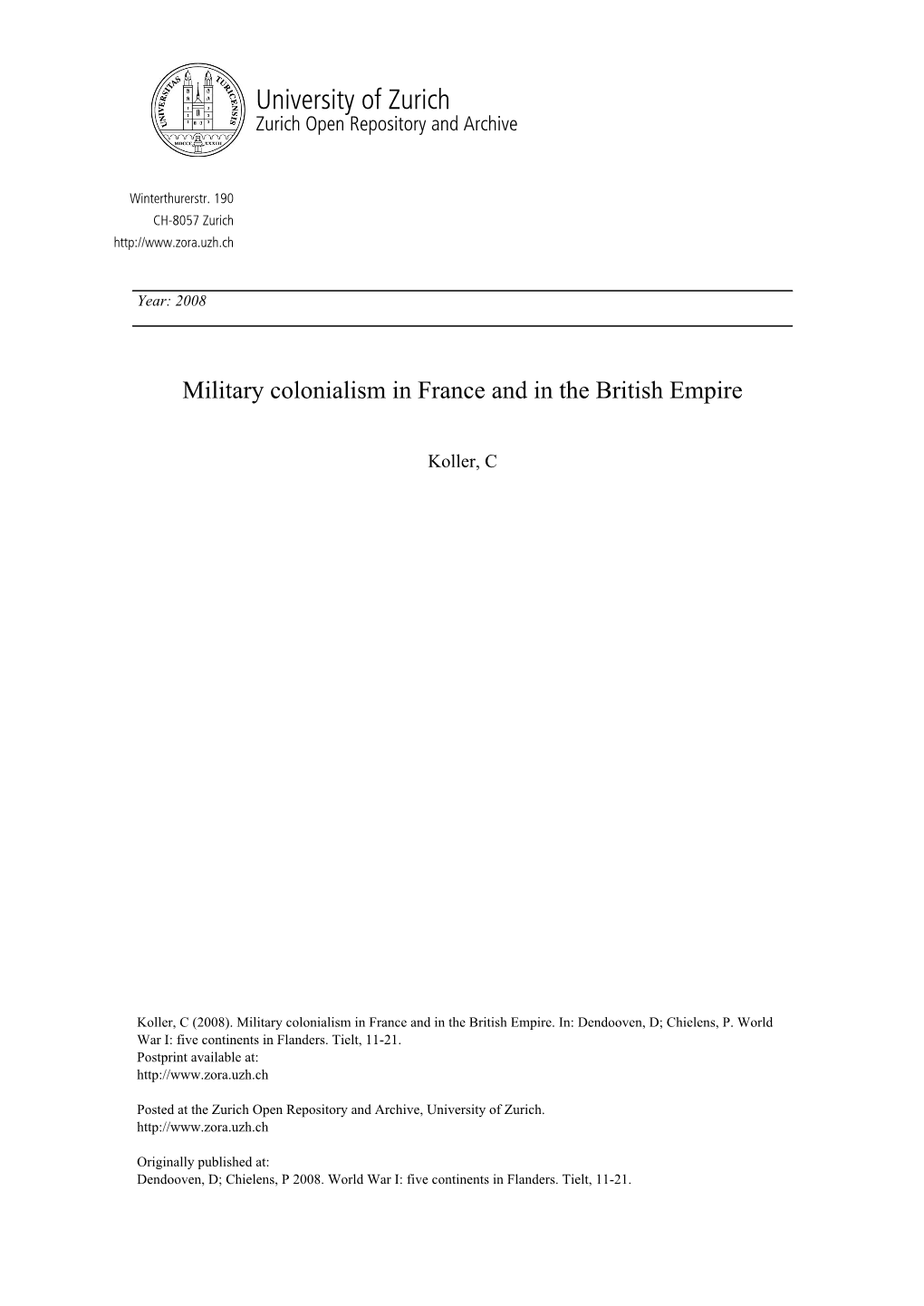 Military Colonialism in France and in the British Empire