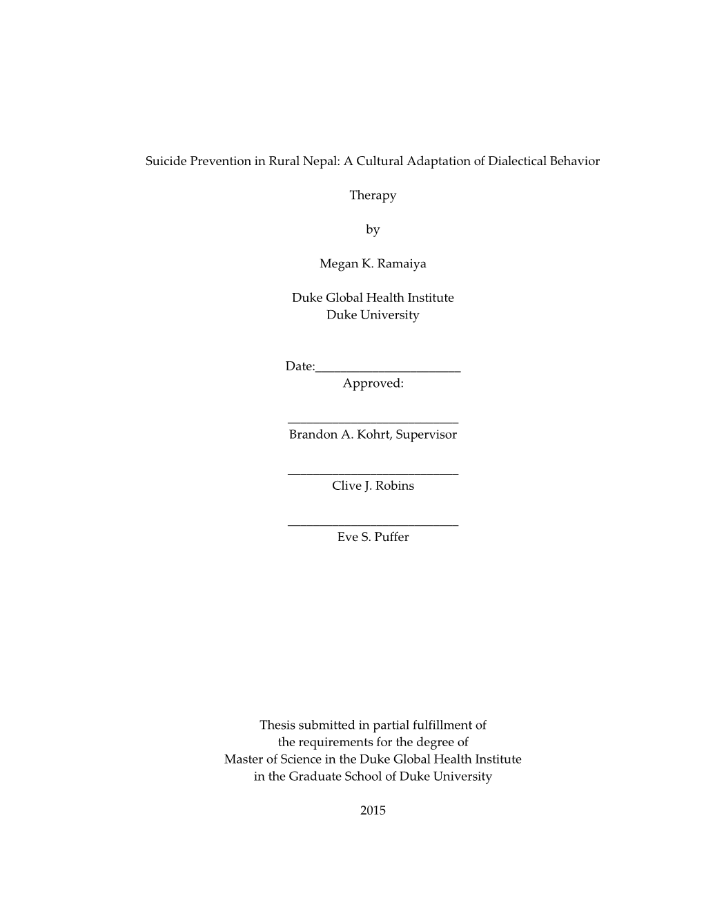 Duke University Dissertation Template