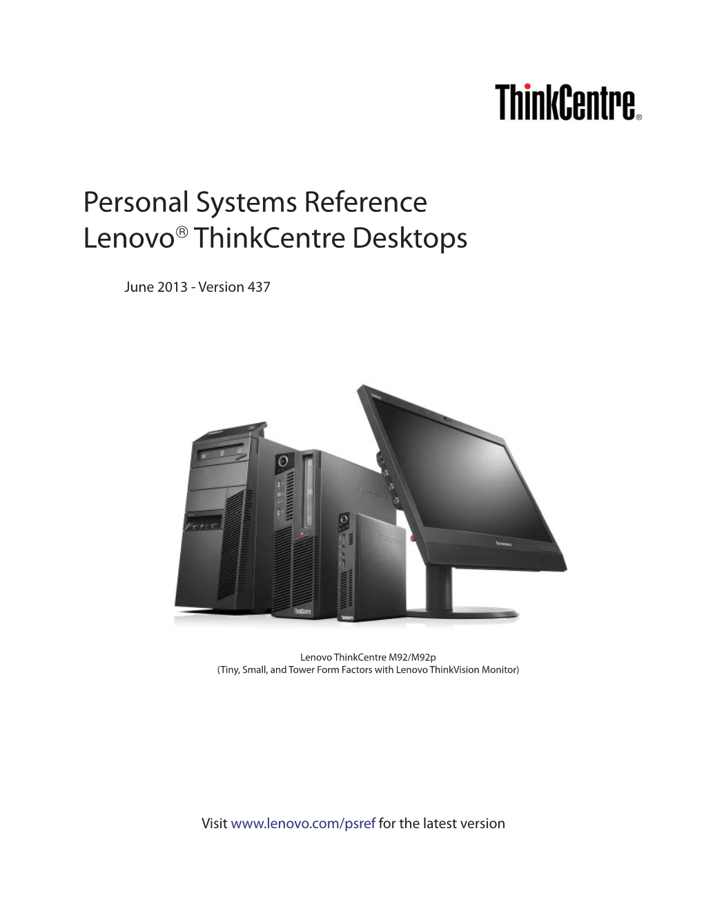 Personal Systems Reference Lenovo Thinkcentre Desktops