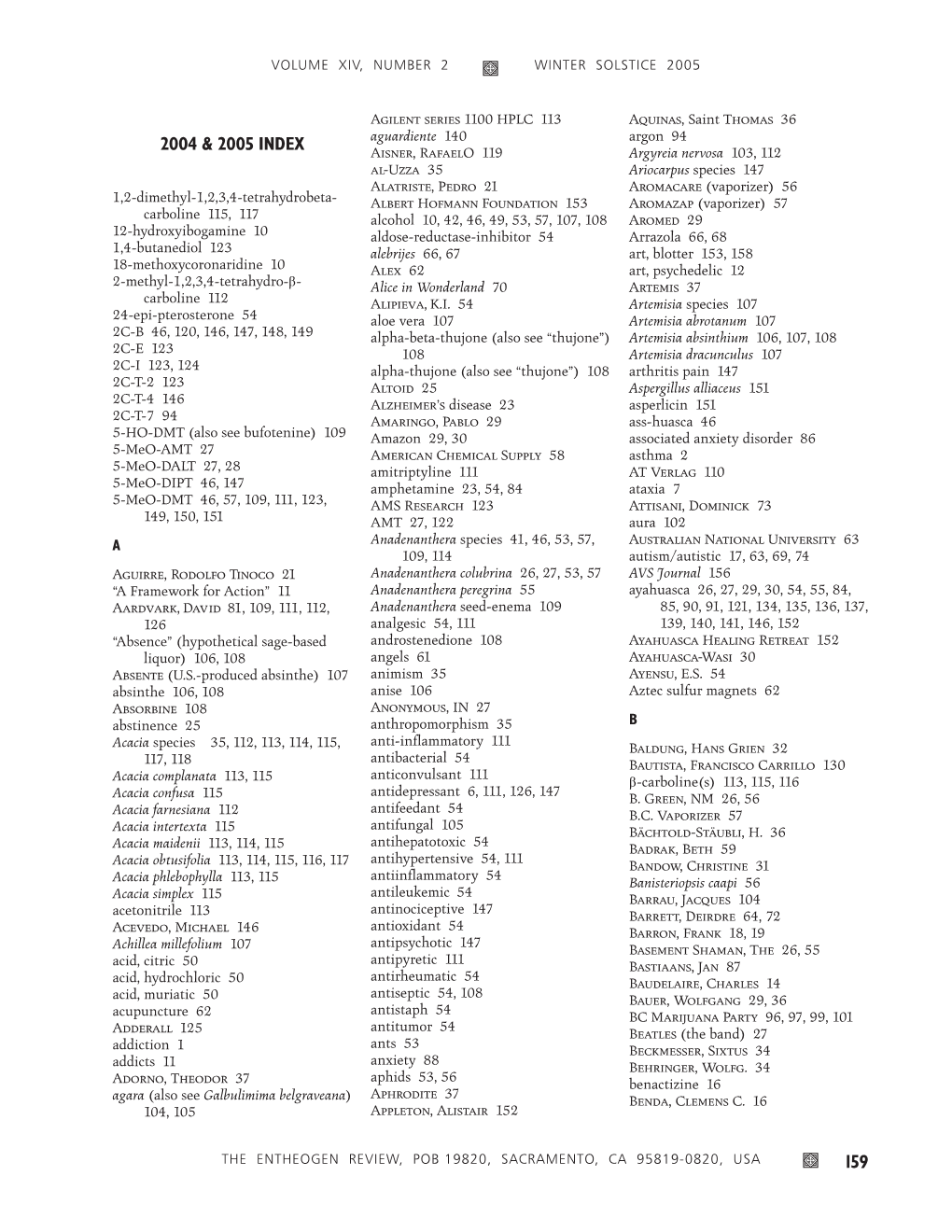 159 2004 & 2005 Index