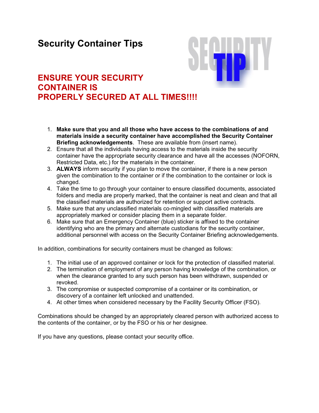 Security Container Tips to Prepare for DSS Inspection